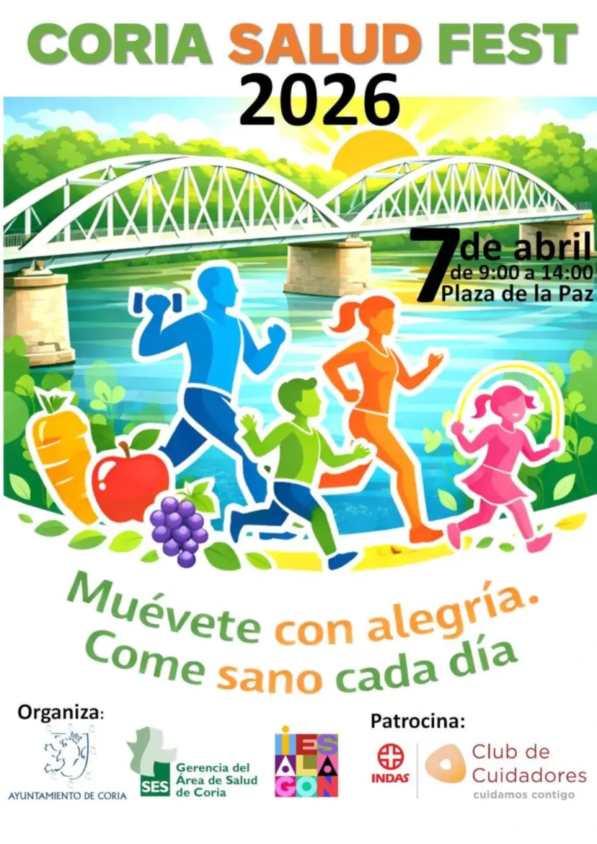 Coria celebra el 7 de abril el Coria Salud Fest, una jornada de salud comunitaria con talleres para todas las edades