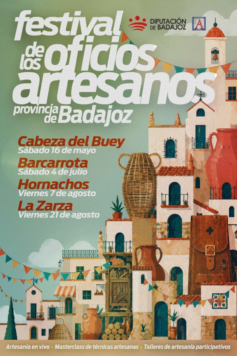 El Festival de los Oficios Artesanos recorre cuatro municipios de Badajoz con talleres gratuitos y exposición de productos locales