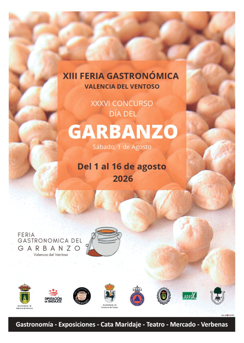 La Diputación de Badajoz recibirá el 'Garbanzo de Oro' 2026 en el acto inaugural del XXXVI Concurso 'Día del Garbanzo' de Valencia del Ventoso