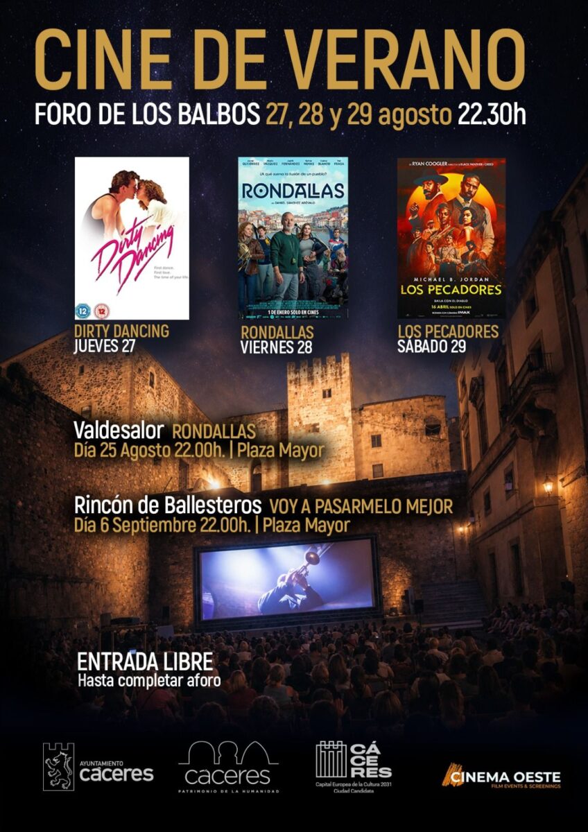 Cáceres acoge cinco proyecciones gratuitas de cine de verano hasta el 6 de septiembre