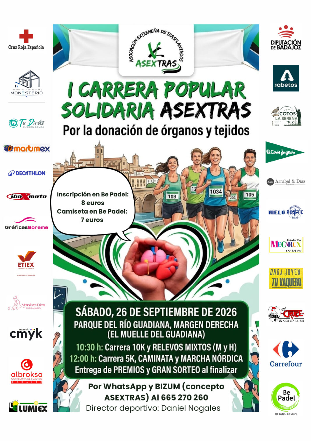 Badajoz acoge la I Carrera Solidaria por la donación de órganos en el Parque del Guadiana