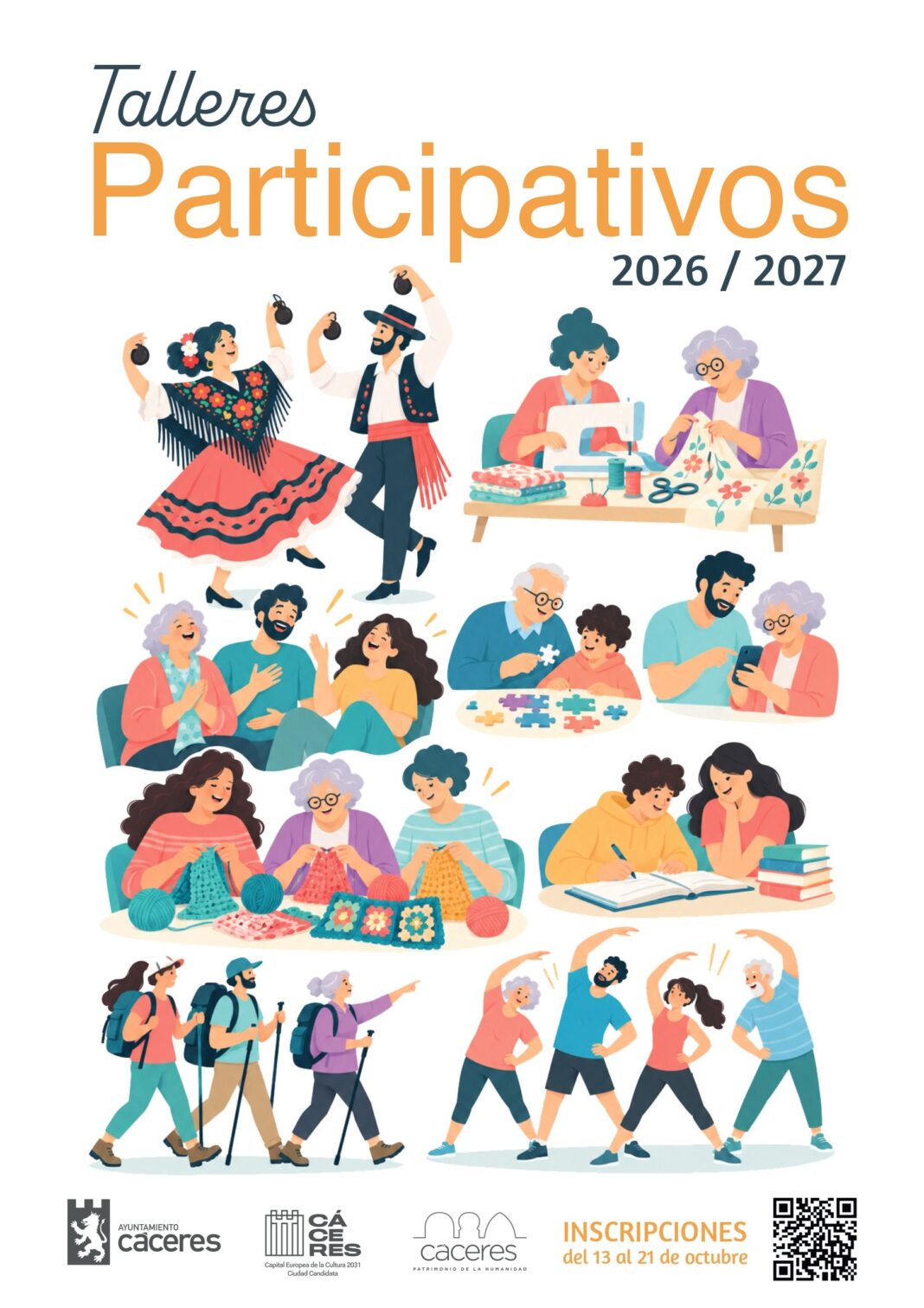 Cáceres programa 27 talleres para adultos en centros cívicos y casas de cultura de sus cinco distritos